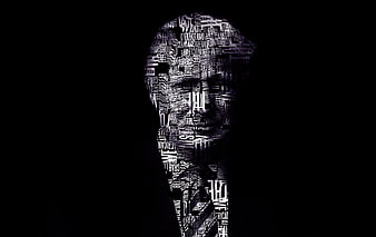 Donald Trump Silhouette Formed By Text On Black Background
