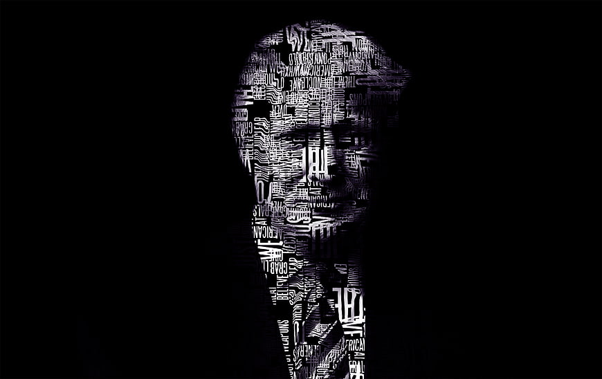 Donald Trump Silhouette Formed By Text On Black Background