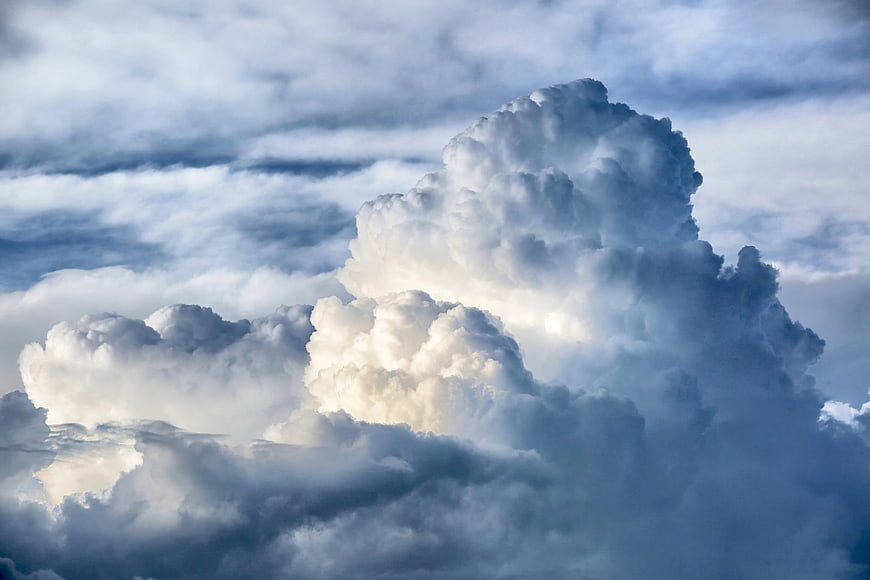 Dramatic Cumulus Clouds in Blue Sky