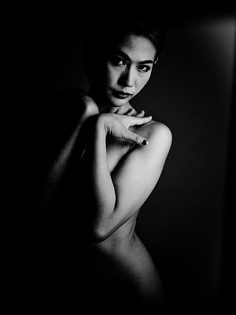 Dramatic Black and White Nude Portrait of a Female Model