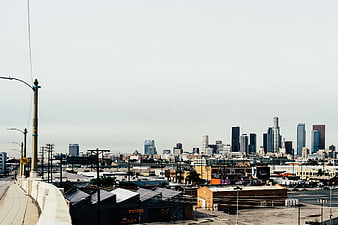Los Angeles Skyline View from Industrial Neighborhood