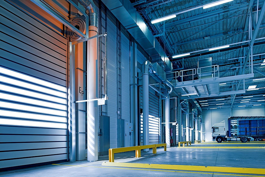 Modern Logistics Warehouse Interior with Truck