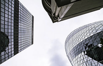 Worm's Eye View of Modern Glass Skyscrapers