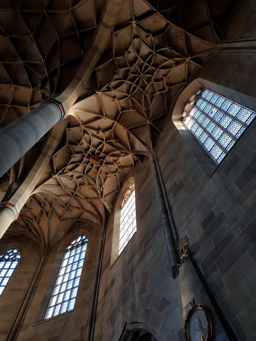 Gothic Cathedral Interior with Star Vaulted Ceiling