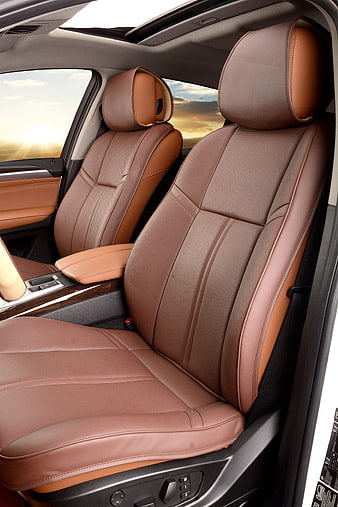 Luxury Brown Leather Car Seat Interior With Headrests