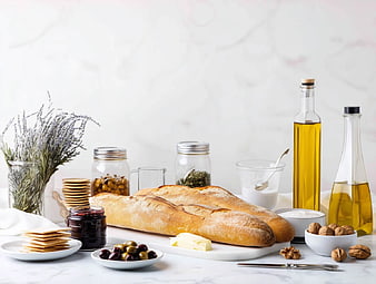 Rustic Baguette Spread with Olive Oil, Olives, and Herbs