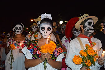 Day of the Dead Celebration with Catrina Makeup and Candles