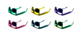 Colorful 3D Sunglasses Collection on White Background