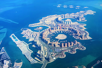 Aerial View of Palm Jumeirah Island Dubai UAE