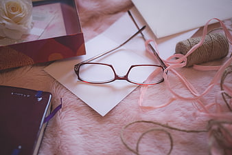Pink Glasses on Faux Fur with Journal and Gift Box