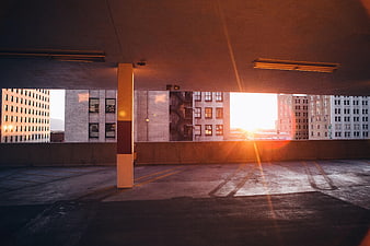 Sunset View From Urban Parking Structure