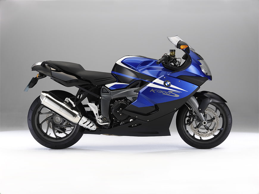 Blue BMW K1300S Motorcycle Studio Shot