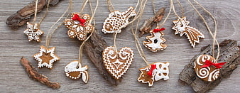 Homemade Christmas Gingerbread Cookies on Rustic Wood