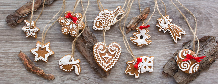 Homemade Christmas Gingerbread Cookies on Rustic Wood