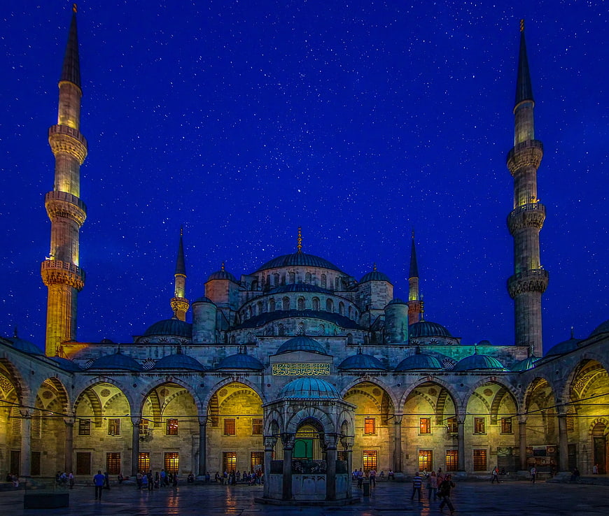 Blue Mosque Istanbul Night Sky with Stars