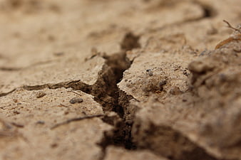 Close-up of cracked dry earth soil texture