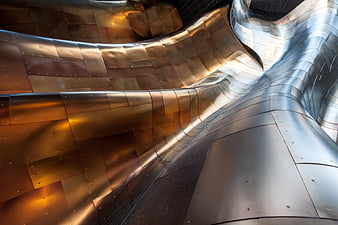 Abstract Curved Copper Metal Architecture Detail