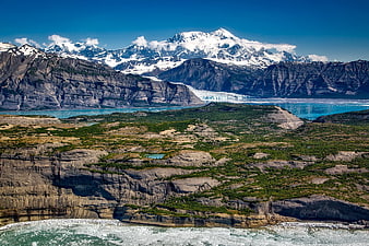 Majestic Snow-Capped Mountains and Glacier Lake Landscape