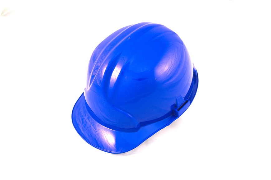 Blue Construction Safety Helmet Isolated on White Background