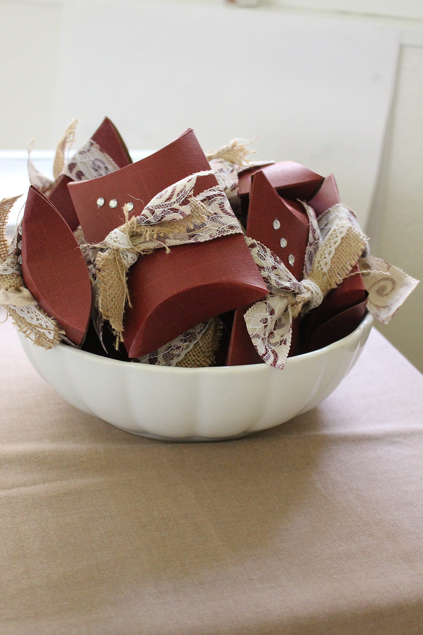 Rustic Red Advent Calendar in White Bowl