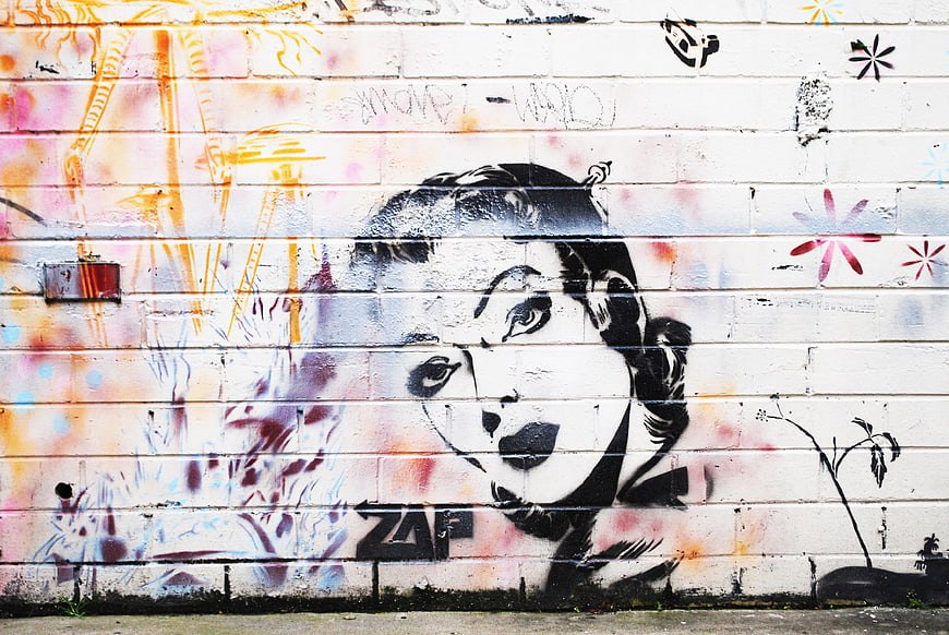 Vintage Style Graffiti Portrait on Urban Wall