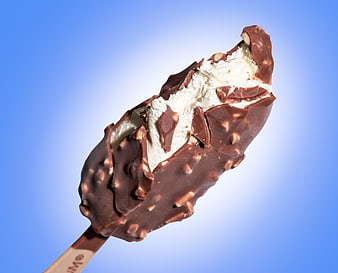 Chocolate Covered Vanilla Ice Cream Bar with Bite