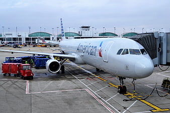 American Airlines Boeing 747 Airliner Parked At Airport Gate