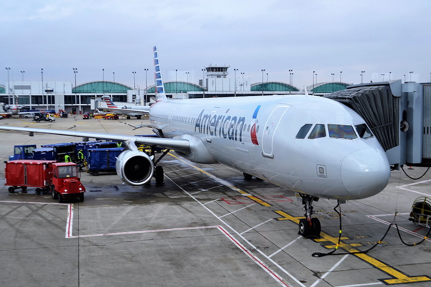 American Airlines Boeing 747 Airliner Parked At Airport Gate