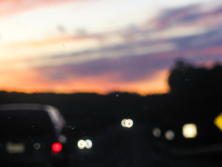 Abstract Blurred Sunset Highway Traffic Bokeh Background