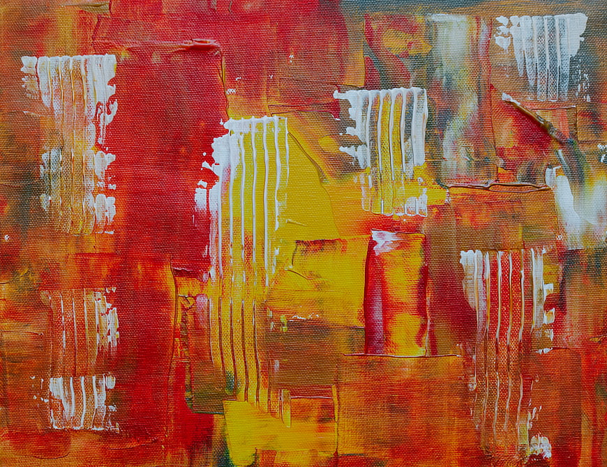 Abstract Acrylic Painting with Red, Orange, and Yellow Textures