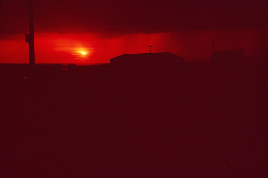Dramatic Red Sunset Silhouette Landscape