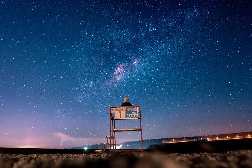 Lifeguard Chair Under Milky Way Night Sky