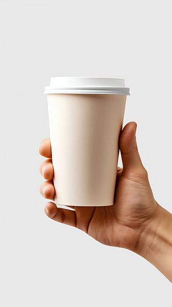 Hand Holding Plain White Coffee Cup Mockup