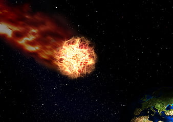 Apocalyptic Meteor Approaching Earth In Deep Space