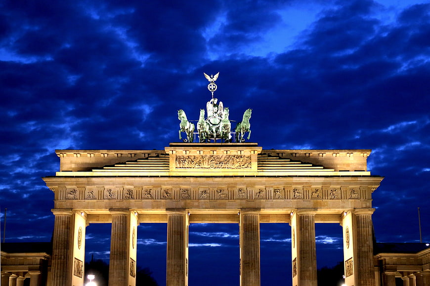 Brandenburg Gate Berlin Illuminated at Blue Hour