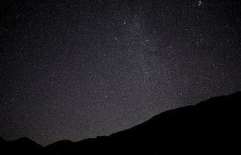 Starry Night Sky Over Mountain Silhouette