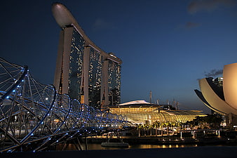 Marina Bay Sands and Helix Bridge at Dusk