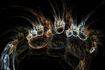 Abstract Fractal Art with Glowing Organic Shapes on Black Background