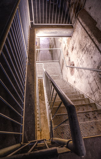 High Angle View of Industrial Metal Staircase