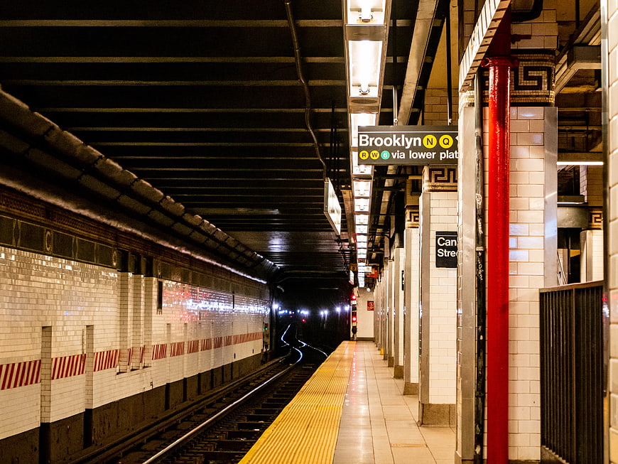 New York City Subway Station Platform with Brooklyn Sign