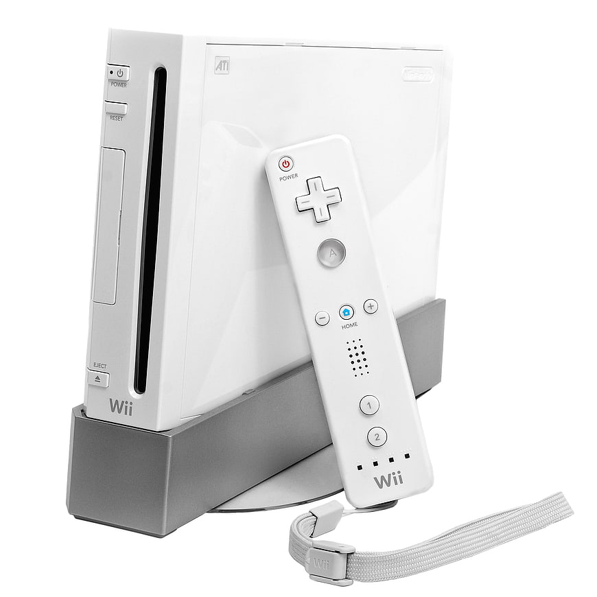 White Nintendo Wii Console and Remote Controller Product Shot