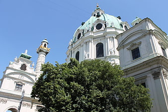 Karlskirche Vienna Baroque Church Architecture Blue Sky