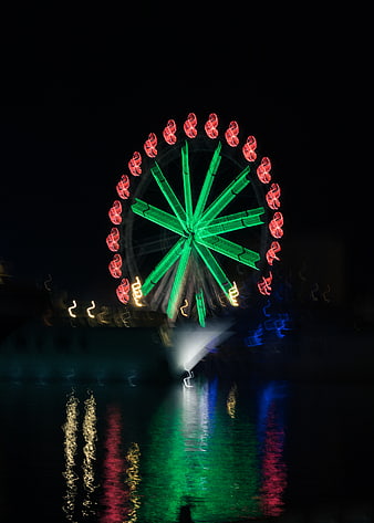 Abstract Light Painting of Ferris Wheel at Night