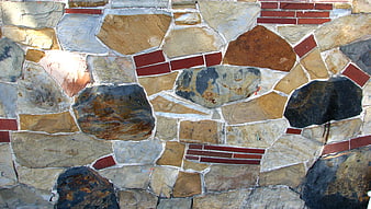 Textured Stone and Brick Mosaic Wall Pattern