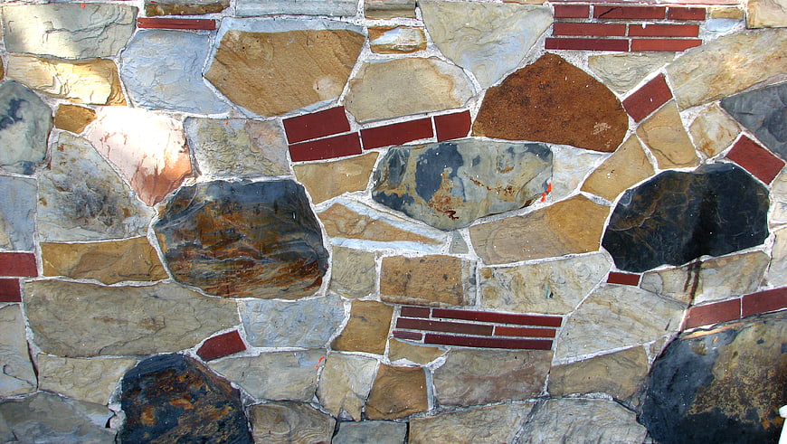 Textured Stone and Brick Mosaic Wall Pattern