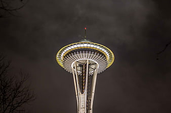 Space Needle Seattle Night Sky Architecture