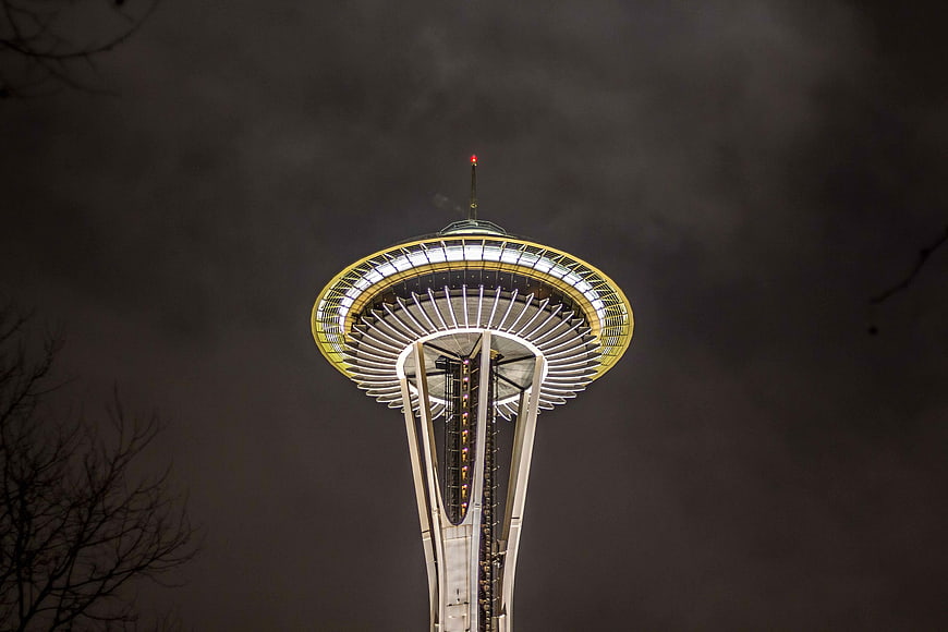 Space Needle Seattle Night Sky Architecture