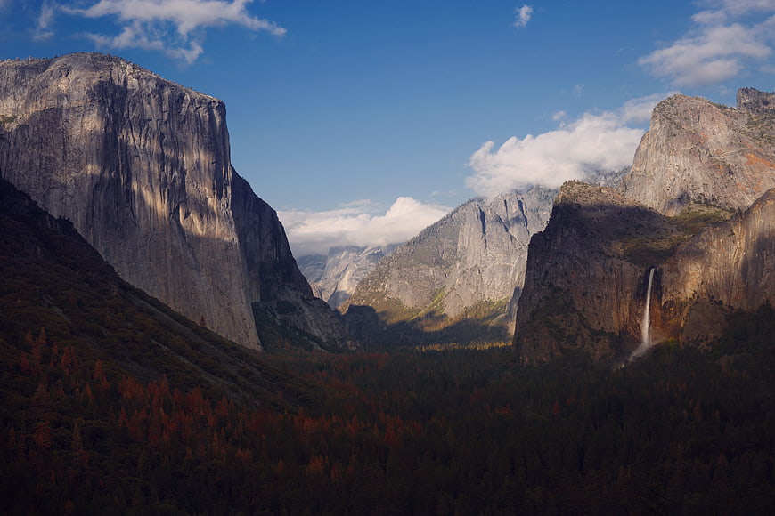 Majestic Yosemite Valley with El Capitan and Autumn Forest