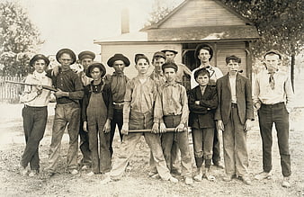 Historical Black And White Photograph Of A Group Of Young Boys