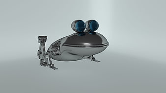3D Render of a Futuristic Metallic Robot Frog